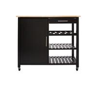 Desserte de cuisine en bois coloris noir, naturel - Longueur 87,5 x Profondeur 48 x Hauteur 100 cm