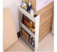 Desserte de cuisine - G0D1 - Chariot de rangement mobile - 3 étagères - Plastique blanc - Design contemporain