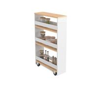 IDMarket - Desserte de cuisine gain de place HAGA chariot de rangement à étages blanc et façon hêtre