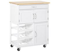 Desserte de cuisine - HOMCOM - multi rangements 2 placards tiroir casier 9 bouteilles - MDF - blanc bois