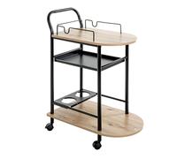 HAKU Chariot de Cuisine chêne Clair, Noir, MDF, Métal - Dim.: L 65 x H 83 x P 35 cm, Style: Moderne