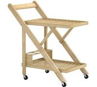 HOMCOM Desserte de Cuisine en Bambou Pliable 66 x 40 x 70 cm Bois Naturel | Chariot de Service, 2 Plateaux, 4 Roues, 3 Casiers à Vin
