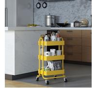 Desserte de cuisine Pyhäntä à roues 3 paniers acier 78,5 x 46 x 35 cm jaune
