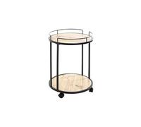 Desserte de cuisine ronde "ascola" 60cm noir & chêne
