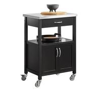 Desserte de Cuisine Roulante SoBuy FKW22-SCH Plateau en Acier Inox, L60xH91xP44 Meuble de Rangement à roulettes