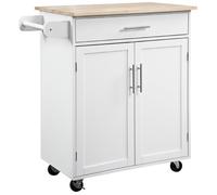 Desserte de cuisine sur roulettes HOMCOM chariot de service Ilot de cuisine avec tiroir de placard et porte-torchons - blanc