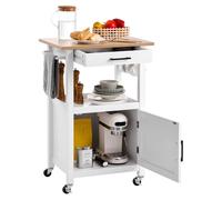 Desserte de Cuisine sur Roulettes-VEVOR-avec Plan 55x45 cm-Îlot Central Mobile avec Tiroir-Crochets et Armoire à Porte Simple