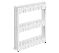 DESSERTE DE CUISINE - TECTAKE - Etagère JOE Resserre 3 Etages sur Roulettes 54 cm x 12 cm x 71 cm en Plastique - Blanc