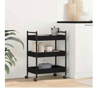 vidaXL Chariot de Cuisine Chêne Noir 50 x 30 x 70 cm Bois d'ingénierie, Chariot de Cuisine Moderne, Chariot Rectangulaire en Bois, Unité Mobile, Rangement Durable à roulettes