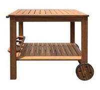Desserte de jardin a roulettes en bois d eucalyptus FSC 93 49 74 cm Avec porteboutei bois G