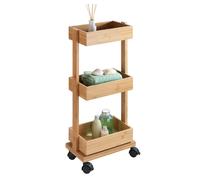 Desserte de salle de bain en bambou Tortona - L. 31 x H. 71 cm - Marron