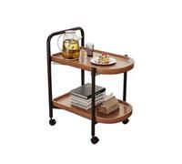 Desserte de service 2 niveaux sur roulettes - Table d'appoint mobile effet noyer - 60 x 35 x 64 cm