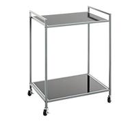 Paris Prix Table d'appoint HAKU sur roulettes Verre trempé 5 mm Métal Gris L50×H69×P36 Style Moderne
