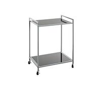 Paris Prix Table d'appoint HAKU sur roulettes Verre trempé 5 mm Métal Gris L50×H69×P36 Style Moderne