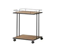 Desserte en acier laqué noir et plateaux en bois - Longueur 45 x Hauteur 60 x Profondeur 45 cm --