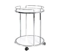 Desserte en chrome coloris chrome-blanc - Dim : Diam45 x H60 cm -PEGANE- Blanc G