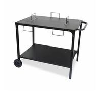 Alice's Garden - Desserte extérieure Noire en Acier modulable pour plancha avec Deux Roues