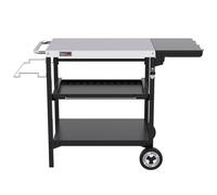 Desserte Extérieure Pour Plancha Royal Gourmet - 3 Étagères Chariot Pour Barbecue Avec Dessus De Table En Acier Inox 70 X 50 Cm Et Table D'appoint Pliable De 30 X 50 Cm