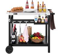 Desserte Extérieure Pour Plancha Royal Gourmet - Chariot Pour Barbecue Avec Dessus De Table En Acier Inox 85 X 50cm - Style Vintage Industriel