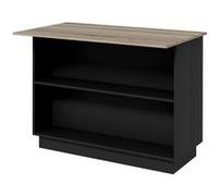 HOMCOM Desserte îlot de Cuisine, Meuble de Cuisine de Service, 105 x 60 cm, étagère réglable, 2 Compartiments Ouverts, 2 placards, Plan de Travail Effet Bois, Noir