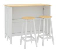 HOMCOM Desserte îlot de cuisine avec 2 tabourets plan de travail rabattable 2 placards avec 4 portes design moderne blanc