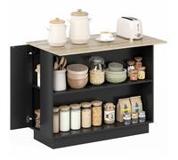 Desserte îlot de cuisine - HOMCOM - meuble service 105x60 cm étagère réglable 2 placards - bois - noir