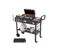 Desserte Jardin Plancha Pliable Barbecue Plan Travail 78 7x43 2 cm Porte-essuie-tout Support Ustensiles pour Préparation