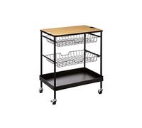 Desserte meuble de cuisine en acier coloris noir - Longueur 60,5 x Profondeur 40,5 x Hauteur 79,5 cm --