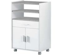 Desserte micro-ondes VIVIEN L59cm x H92cm - Blanc / Béton