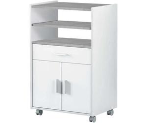 Desserte micro-ondes VIVIEN L59cm x H92cm - Blanc / Béton