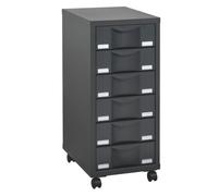 Desserte mobile Polly 6 tiroirs anthracite