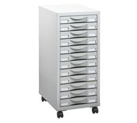 Desserte mobile Poly 12 tiroirs gris