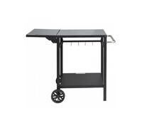 Desserte Plancha à 2 Niveaux Chariot de Barbecue avec Plan de Travail Pliable Table de Barbecue sur Roulettes pour Four à Pizza Pr
