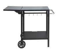 VEVOR Desserte Plancha à 2 Niveaux Chariot de Barbecue avec Plan de Travail Pliable Table de Barbecue sur Roulettes pour Four à Pizza Préparation de Cuisine BBQ Jardin Extérieur 87,5 x 55 x 75,5 cm