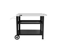 Royal Gourmet 3 Étagères Desserte pour Plancha, Chariot pour Barbecue avec Plan de Travail en Acier Inoxydable et Support de Sac à Ordures Détachable, Dessus de Table 85 x 50 cm