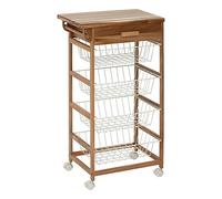 Desserte roulante de cuisine avec 4 paniers coulissantes et 1 tiroir, coloris beige - Longueur 50 x Profondeur 34,5 x Hauteur 88,8 cm