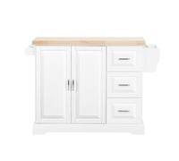 Desserte roulante de cuisine - SOBUY - 128x71x90.5 cm - 4 roues - 2 portes - 3 tiroirs - Étagère réglable