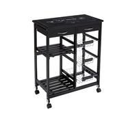 Pegane Desserte roulante MDF et verre - Noir