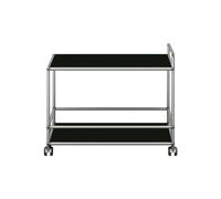 Desserte roulante USM Haller 2 plateaux métalliques noir graphite structure chromée 78x66x53 cm