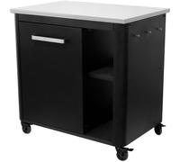 Table de Cuisine Extérieure Cozze® - Plan de Travail en Acier Inoxydable, Charge Max 100kg, avec Roues Robustes & Porte-Bouteille de Gaz, Noir