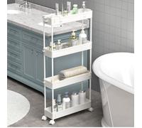 Desserte - SPACEKEEPER - 4 Niveaux - Blanc - Roulettes 360° - 98 x 12 x 39 cm