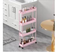 Desserte - SPACEKEEPER - 4 Niveaux - Rose - Roulettes 360° - Plastique haute qualité