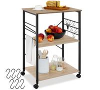 Desserte - TECTAKE - Chariot de service RUGBY en panneau aggloméré à 3 niveaux, style industriel, 65,5 x 45,5 x 88,5 cm - Bois clair