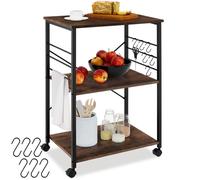 Desserte - TECTAKE - Chariot de service RUGBY en panneau aggloméré à 3 niveaux, style industriel, 65,5 x 45,5 x 88,5 cm - Bois foncé