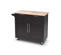 Dessertes Îlot Central Cuisine avec Table 4 Roues Universelles Porte-Serviettes, 94x41x94cm, Brun