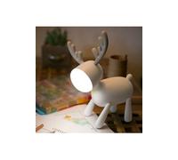 Dessin animé Elk Rotary Night Light USB Charge Lampe de couchage Silicone LED Bureau des étudiants pour enfants Lecture Lampe de table Décoration de Noël + envoyer 3pcs sac de nourriture en silicone (