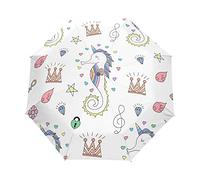Dessin Animé Licorne Dessinés À La Main Parapluies Pliable Ouverture Automatique Fermeture pour Homme Fille Plage Femmes Enfants