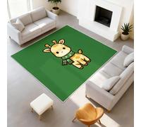 Dessin Animé Portrait d'animal Minimaliste Antidérapant Tapis de Salon 120 x 160 cm Girafe Écharpe Vert Matcha, Tapis de décoration Résistant, Moquette à Poil Ras Doux pour Chambre Salon et Bureau
