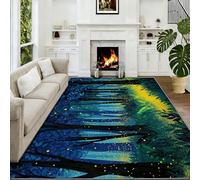 Dessin Animé Tapis Antidérapant 140 x 200 cm Doux Tapis, pour Chambre Chambre D’Enfant Troncs D’Arbres en Forêt Lucioles Moderne Lavable Poils Courts Moquette