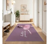 Dessin Animé Tapis de Couloir Antidérapant 80x300 cm, Violet Doux Lavable Tapis Poil Ras avec Danseuse De Ballet Tour Eiffel Motifs, pour Devant l'évier Buanderie Salle de Bains Descente de Lit